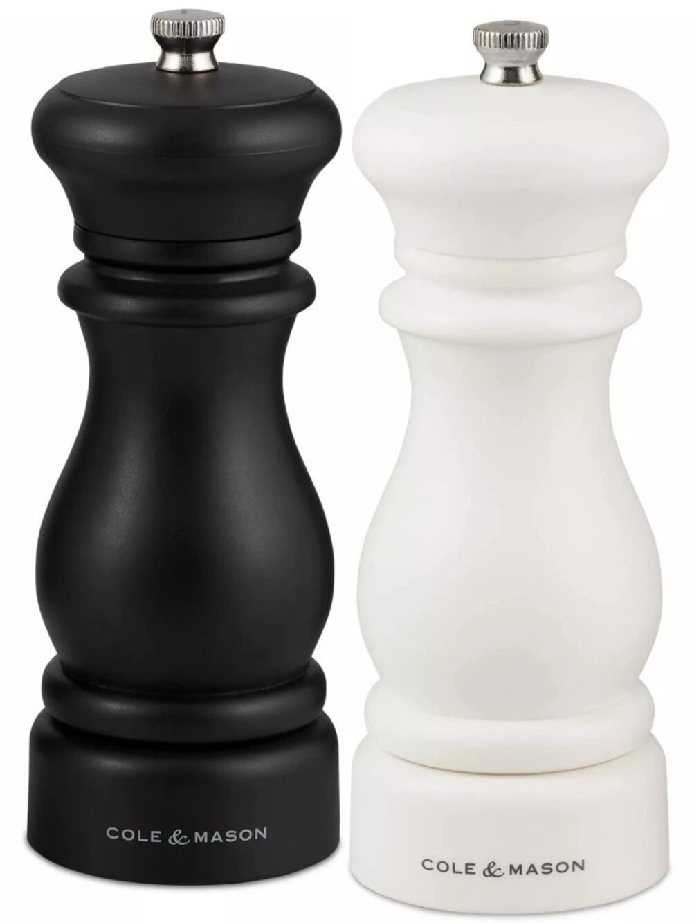 Cole & Mason Southwold Salt & Pepper Mill Set Black White Ceramic Grinder 6